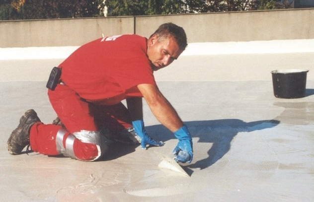 Figure 4: Application of an epoxy-reinforced flooring material